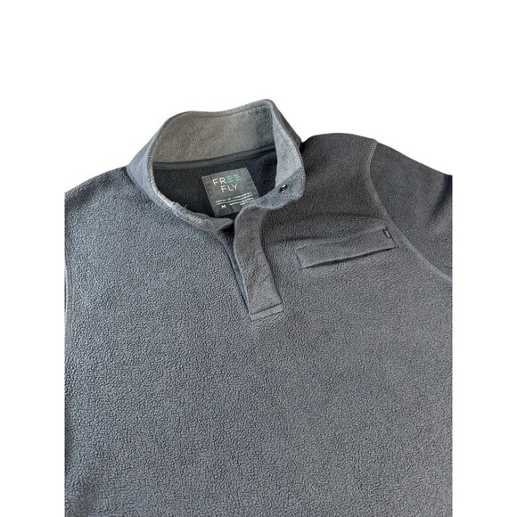 Free Fly Sweater Mens Medium Gray Snap Pullover Bamboo Fleece Long Sleeve - Picture 3 of 9